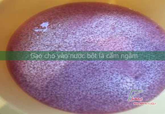 ngâm gạo với nước bột lá cẩm