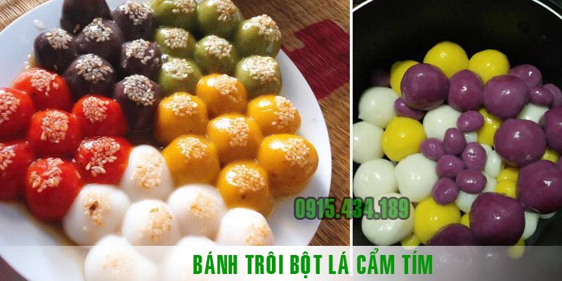 bánh trôi bột lá cẩm tím