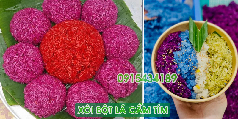 Xôi bột lá cẩm tím