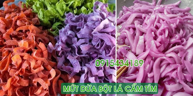 mứt dừa bột lá cẩm tím