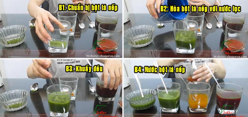 pha bột lá nếp lá dứa
